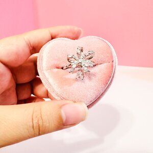 Sparkling Bow Ring, Size 7, Shining Bow Crystals Ring, Rhodium Ring